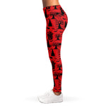 Red And Black Horror Witch Pattern Print Women's Leggings