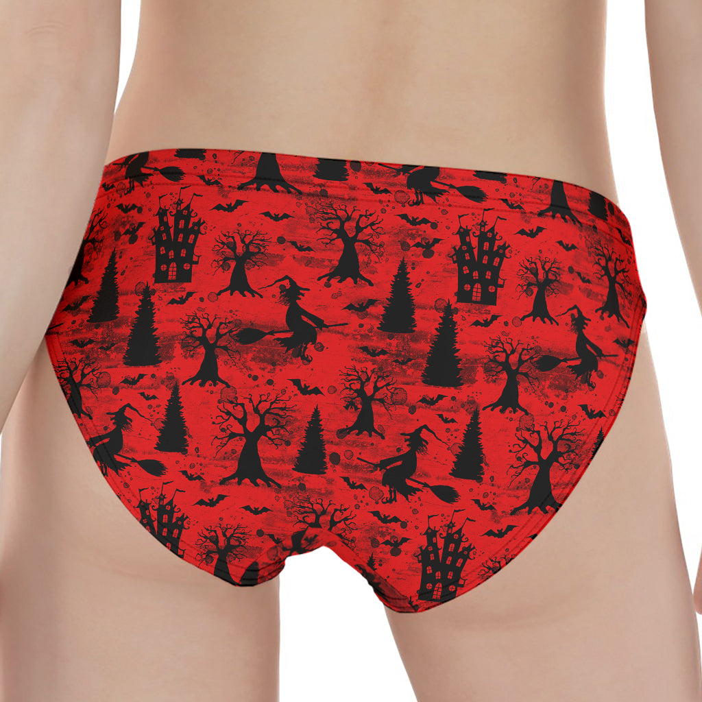 Red And Black Horror Witch Pattern Print Women's Panties
