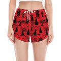 Red And Black Horror Witch Pattern Print Women's Split Running Shorts