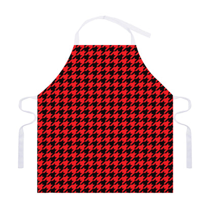 Red And Black Houndstooth Pattern Print Adjustable Apron