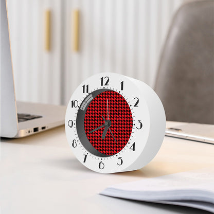Red And Black Houndstooth Pattern Print Alarm Clock