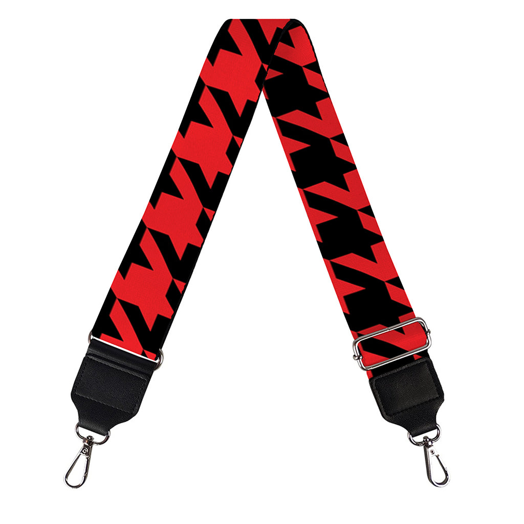 Red And Black Houndstooth Pattern Print Bag Strap