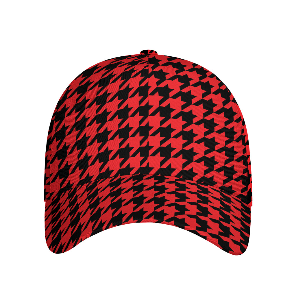 Red And Black Houndstooth Pattern Print Baseball Cap