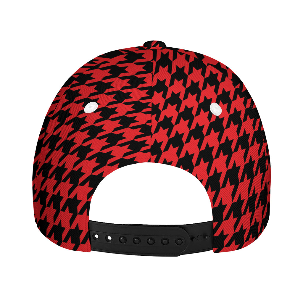 Red And Black Houndstooth Pattern Print Baseball Cap