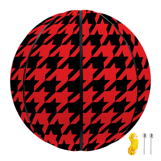 Red And Black Houndstooth Pattern Print Basketball