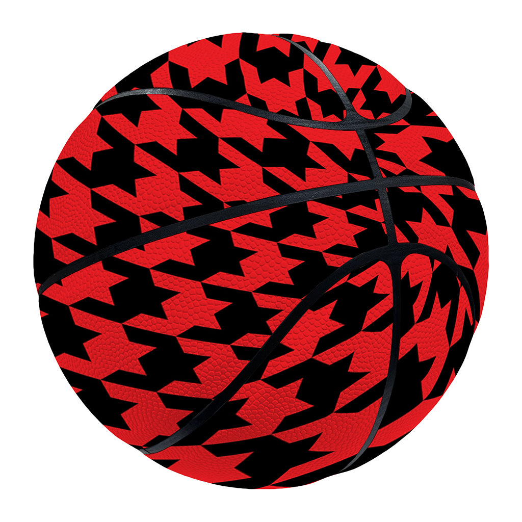 Red And Black Houndstooth Pattern Print Basketball