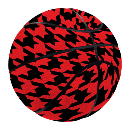 Red And Black Houndstooth Pattern Print Basketball