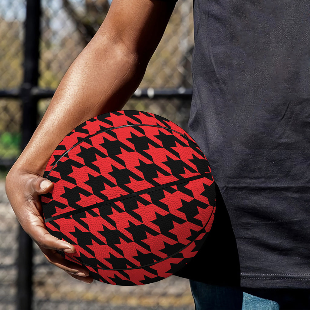 Red And Black Houndstooth Pattern Print Basketball