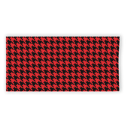 Red And Black Houndstooth Pattern Print Beach Towel