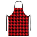 Red And Black Houndstooth Pattern Print Bib Apron With Pocket