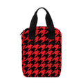 Red And Black Houndstooth Pattern Print Bible Tote Bag