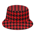 Red And Black Houndstooth Pattern Print Bucket Hat
