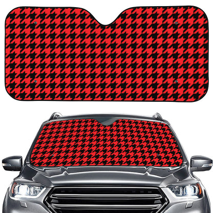 Red And Black Houndstooth Pattern Print Car Windshield Sun Shade