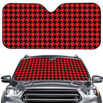 Red And Black Houndstooth Pattern Print Car Windshield Sun Shade