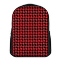 Red And Black Houndstooth Pattern Print Casual Backpack