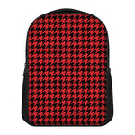 Red And Black Houndstooth Pattern Print Casual Backpack