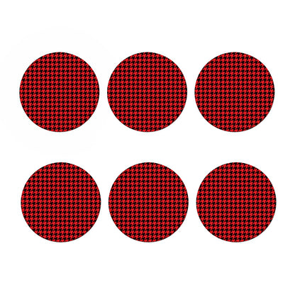 Red And Black Houndstooth Pattern Print Coaster Set