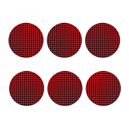 Red And Black Houndstooth Pattern Print Coaster Set