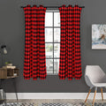 Red And Black Houndstooth Pattern Print Grommet Curtain Panels