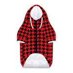 Red And Black Houndstooth Pattern Print Dog Zip Up Hoodie
