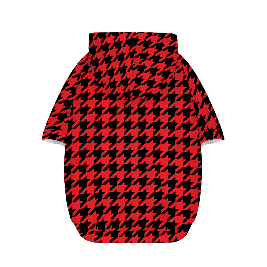 Red And Black Houndstooth Pattern Print Dog Zip Up Hoodie