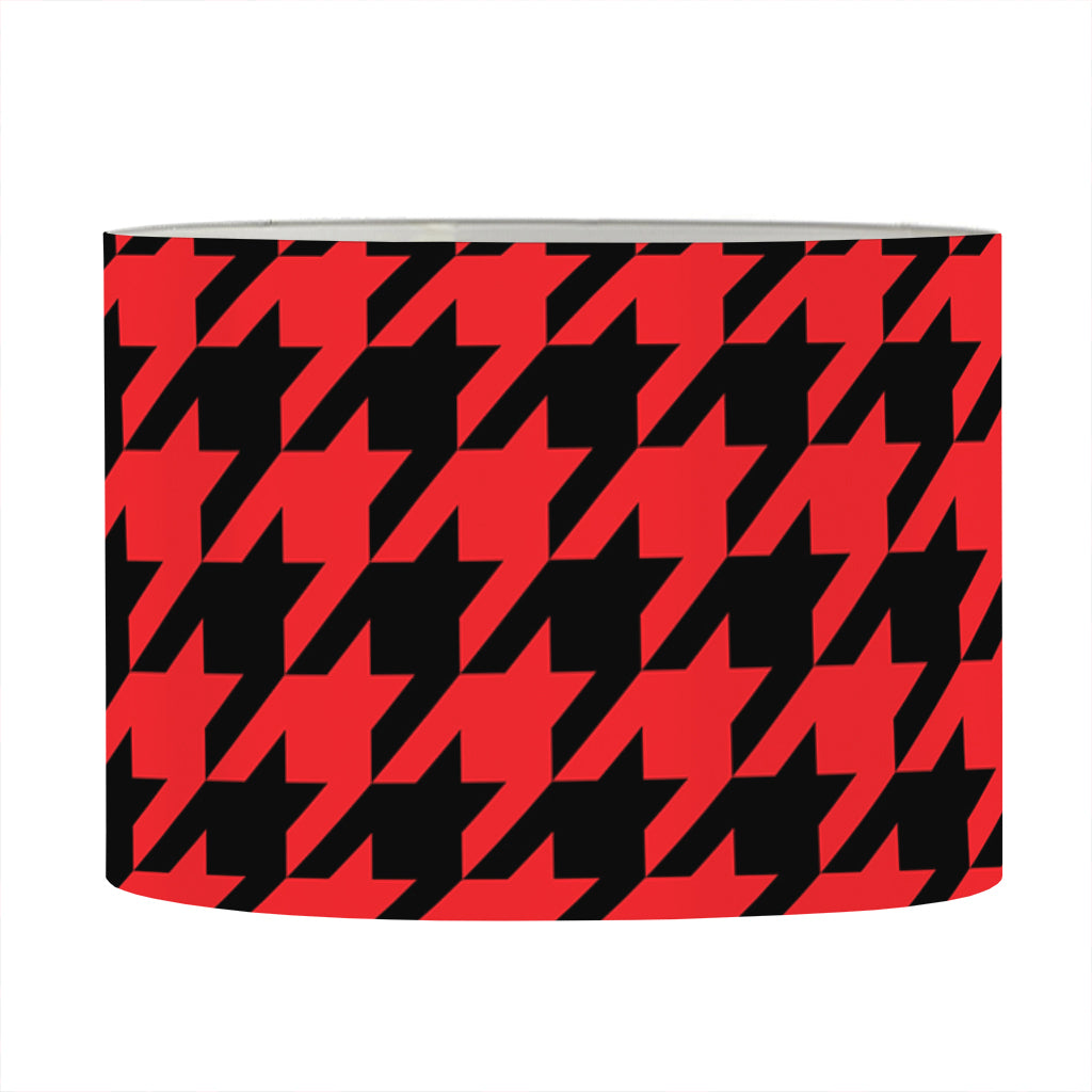 Red And Black Houndstooth Pattern Print Drum Lamp Shade