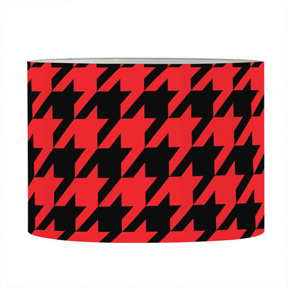 Red And Black Houndstooth Pattern Print Drum Lamp Shade
