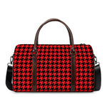 Red And Black Houndstooth Pattern Print Duffle Bag
