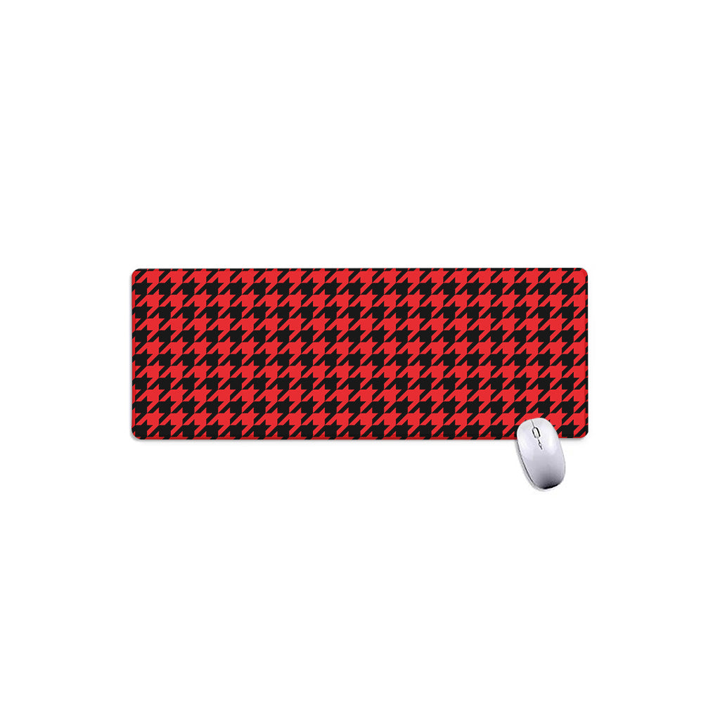 Red And Black Houndstooth Pattern Print Extended Mouse Pad