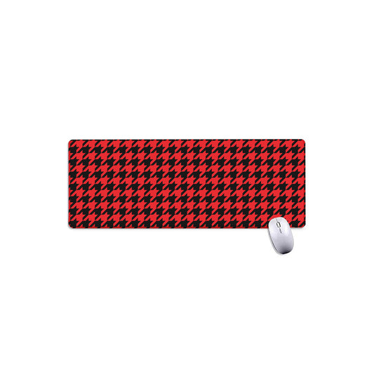 Red And Black Houndstooth Pattern Print Extended Mouse Pad