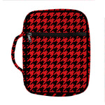 Red And Black Houndstooth Pattern Print Front Pocket Bible Bag