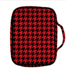 Red And Black Houndstooth Pattern Print Front Pocket Bible Bag