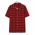 Red And Black Houndstooth Pattern Print Hawaiian Shirt