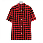 Red And Black Houndstooth Pattern Print Hawaiian Shirt
