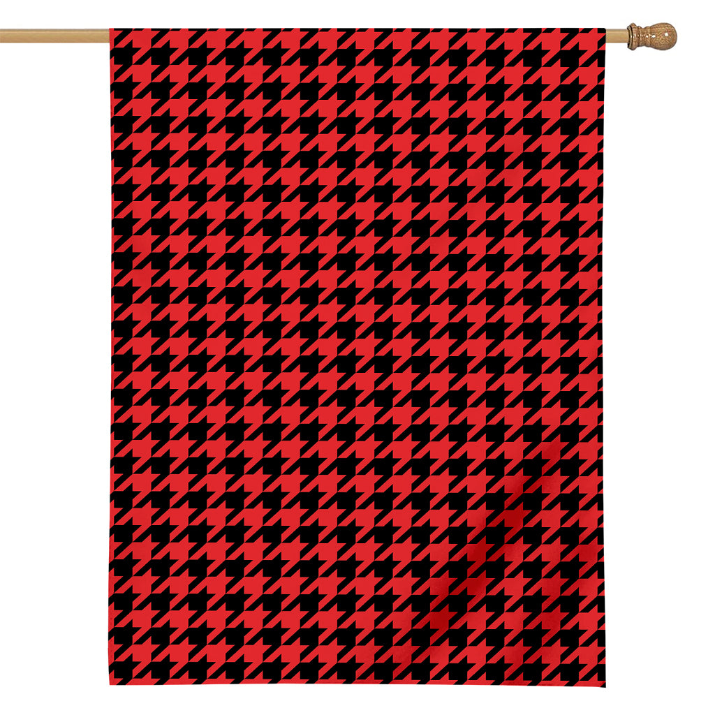 Red And Black Houndstooth Pattern Print House Flag
