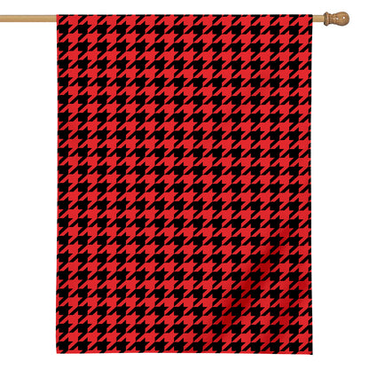 Red And Black Houndstooth Pattern Print House Flag