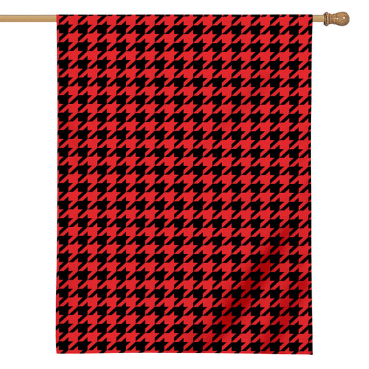Red And Black Houndstooth Pattern Print House Flag