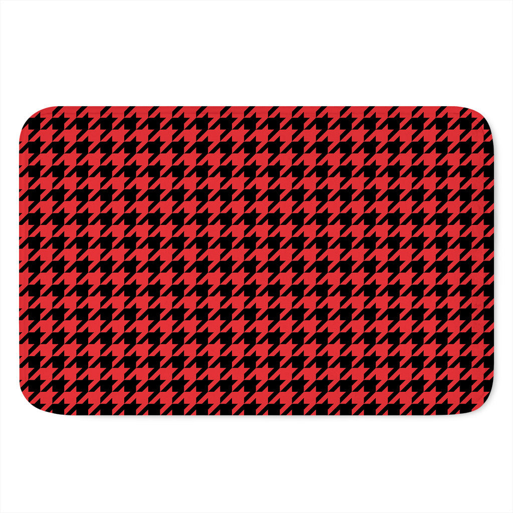 Red And Black Houndstooth Pattern Print Indoor Door Mat