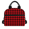 Red And Black Houndstooth Pattern Print Insulated Lunch Bag