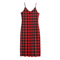 Red And Black Houndstooth Pattern Print Jersey Midi Cami Dress