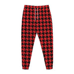 Red And Black Houndstooth Pattern Print Jogger Pants