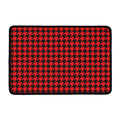 Red And Black Houndstooth Pattern Print Kitchen Mat