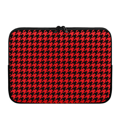 Red And Black Houndstooth Pattern Print Laptop Sleeve