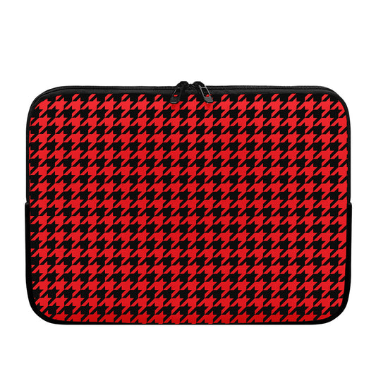 Red And Black Houndstooth Pattern Print Laptop Sleeve