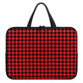 Red And Black Houndstooth Pattern Print Laptop Sleeve With Handle