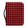 Red And Black Houndstooth Pattern Print Leather Bible Cover