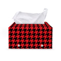 Red And Black Houndstooth Pattern Print Leather Tissue Box Cover