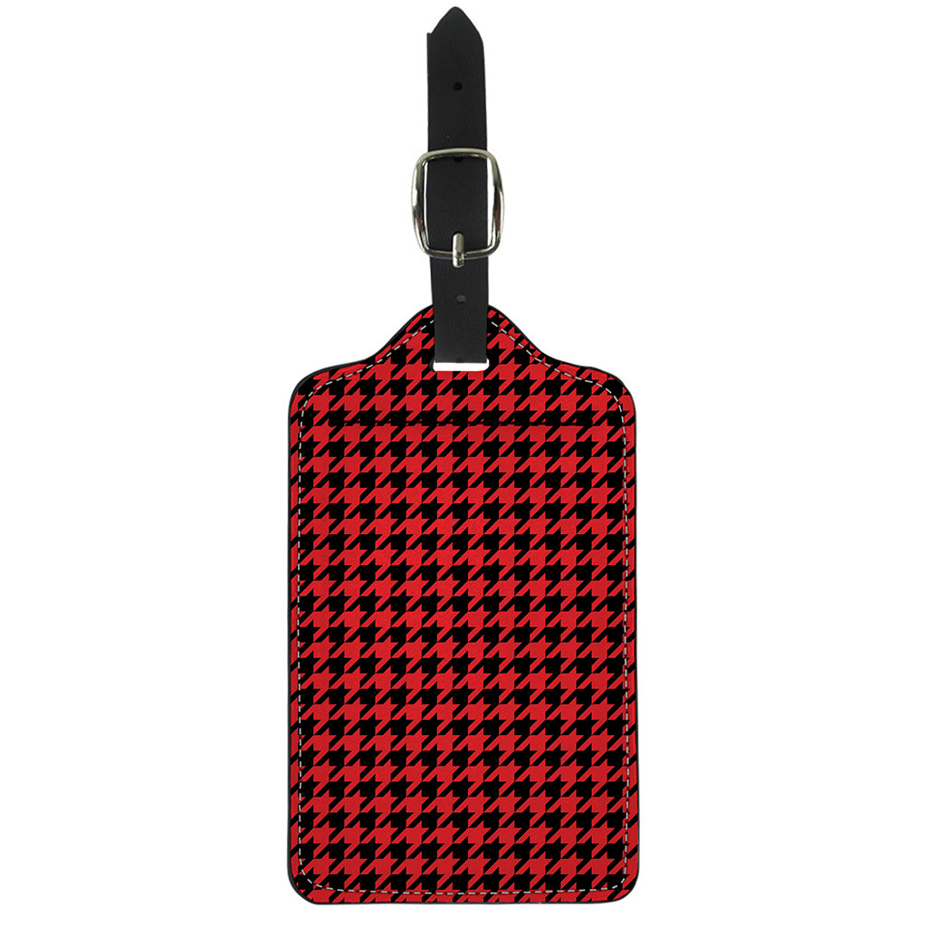 Red And Black Houndstooth Pattern Print Luggage Tag