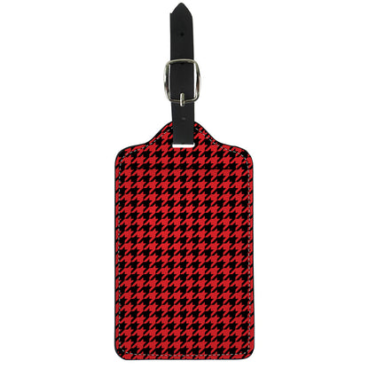 Red And Black Houndstooth Pattern Print Luggage Tag
