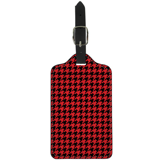 Red And Black Houndstooth Pattern Print Luggage Tag